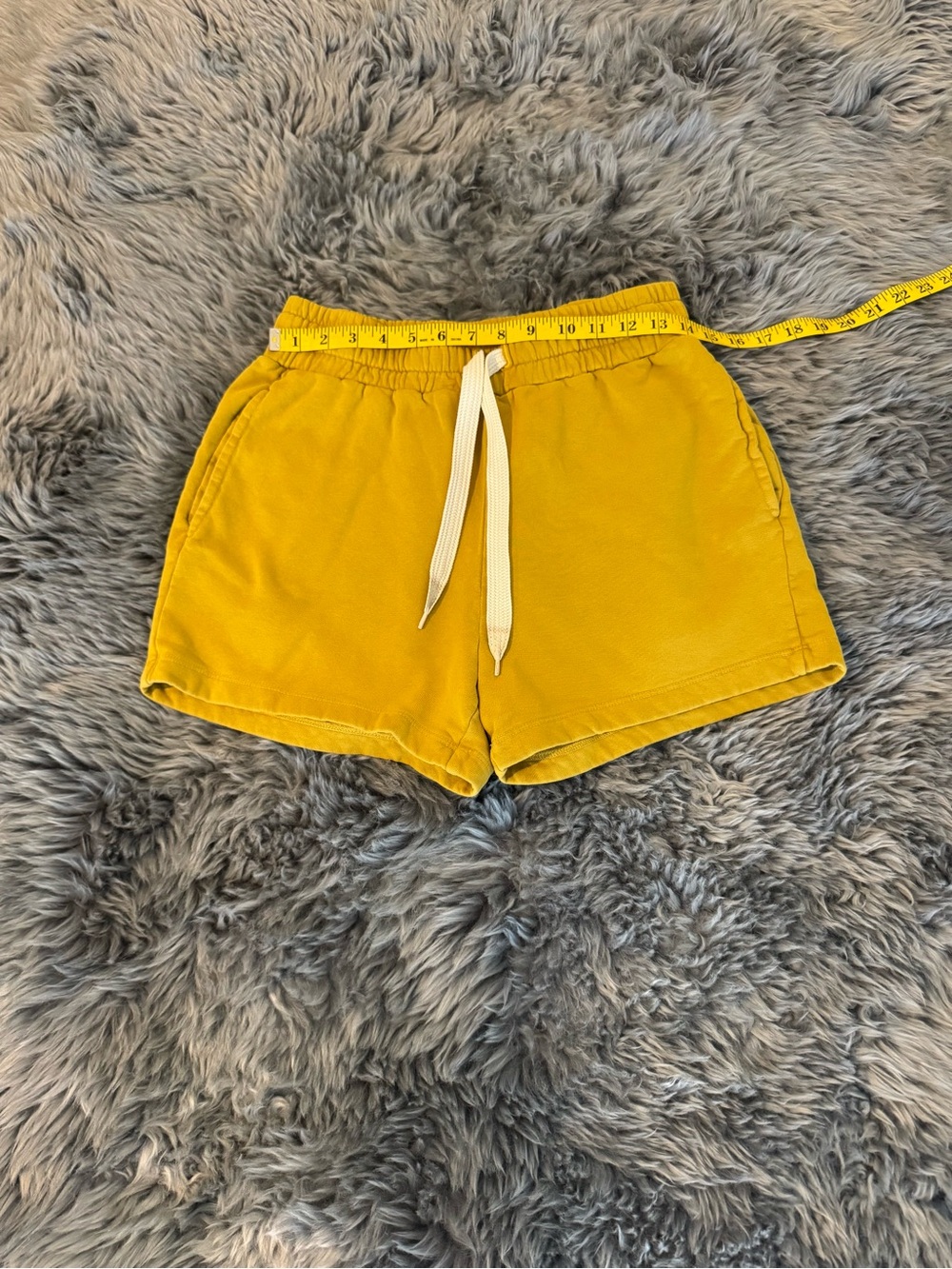 MOTHER Mustard Yellow Elastic Waist Fleece Shorts - Picture 3 of 5